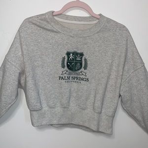 Hollister cropped ‘palm springs california’ crewneck || Grey || XS
